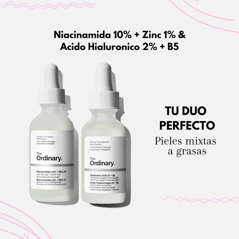 Combo The Ordinary: Ácido Hialurónico + Niacinamida