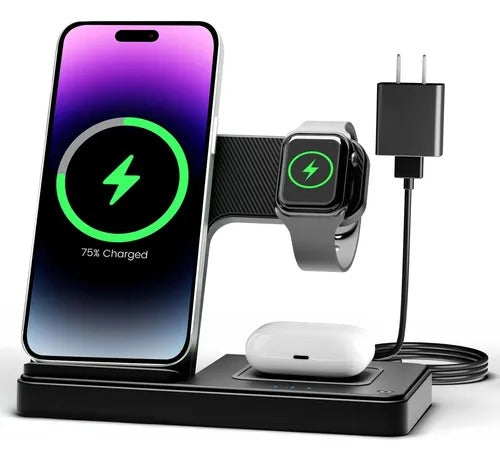 ⚡️🔋 El Cargador Inalámbrico 3 en 1 que simplifica tu día y mantiene todo listo!